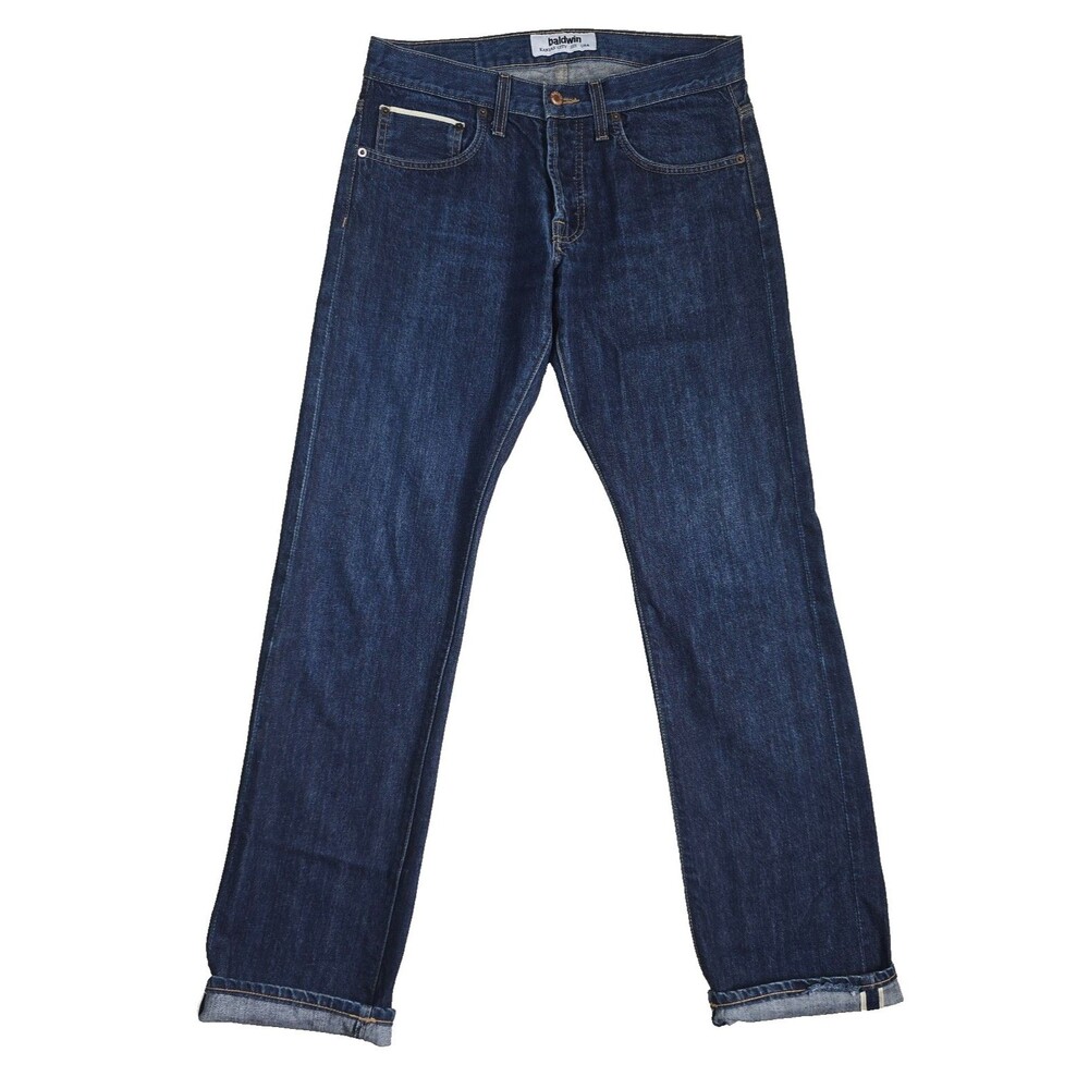 Rare Baldwin Denim The Reed Selvedge Jeans 33 Raw Indigo Straight Leg USA Made